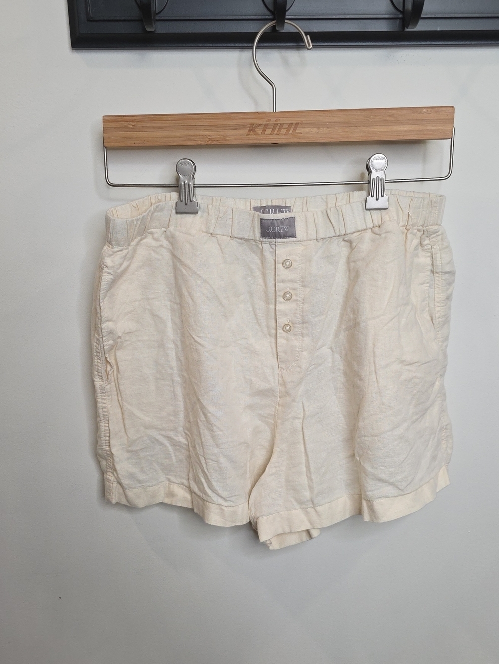 J. Crew Women's Cream Flat Front Linen-Blend Boxer Shorts